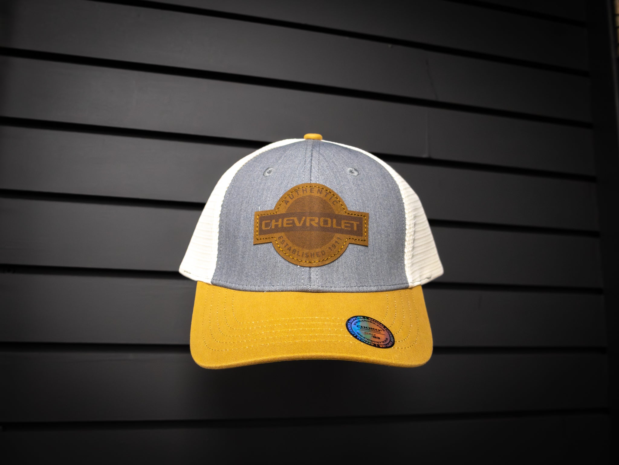 Vintage Chevrolet Logo Trucker Hat - Tan/Denim